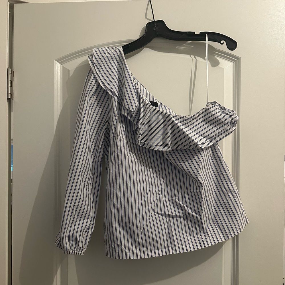 J. Crew Navy and White Striped Blouse